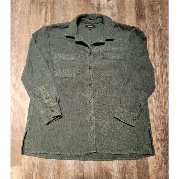 Madewell Ex-Boyfriend Shirt Flannel Seamed Edition Dark Palm Size Medium M - Picture 1 of 8